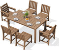 SERWALL 7-Piece Outdoor Dining Set, 60" - 83" Expandable Outdoor Dining Table and 6 HDPE Chairs, All Weather HDPE Outdoor Furniture Set for Backyard, Garden, Brown