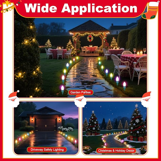 60 Pcs 7.5 Inch Christmas Light Stakes, Christmas Yard Stakes for C7 C9 Christmas Lights, Garden Path Walkway Holiday Decorations(Green)