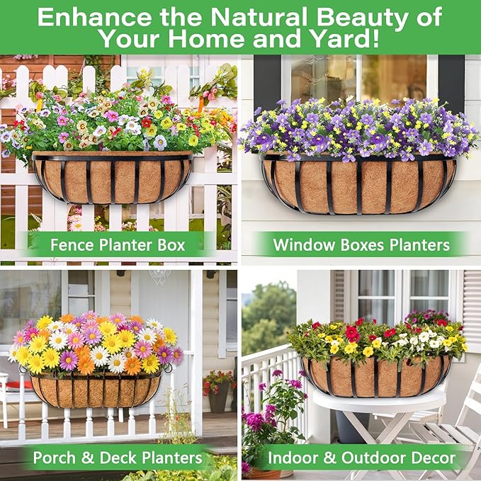 Legigo 2 Pack Trough Coco Liner for Planters- 30 Inch Window Box Liners Coconut Coir Basket Liners, Planter Box Coconut Liner for Window Flower Box Pots, Fence Trough Planter, Wall Planter Basket