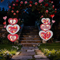 Lewondr 2 Pcs Valentine's Day Decorations Outdoor, Metal Solar Pathway Lights, Love Heart Decorative Garden Stakes Lights with 18 LED Beads, Waterproof Yard Signs for Porch Lawn Wedding Anniversary