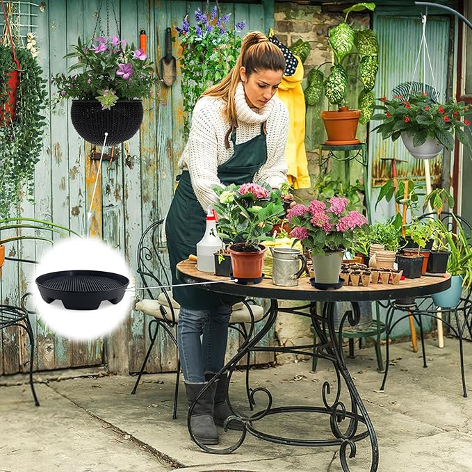 7.16” Self Watering Planter Insert, 10 Pack Invisible Hanging Basket Drip Pan Hanging Basket Planter Plant Auto Watering Devices Plastic Water Catcher Saucer Tray for Outdoor Indoor Pots Liners