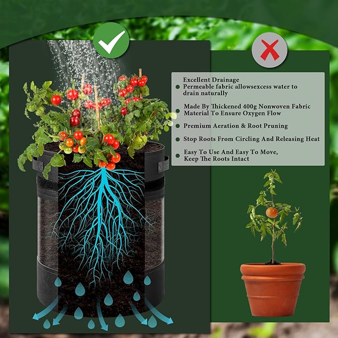 3 Pack 15 Gallon 360° Visibility Potato Grow Bags with Shading Flap, Plant Grow Bags for Growing Potatoes Heavy Duty Thickened Nonwoven Fabric Gardening Vegetable Growing Bags with Harvest Window