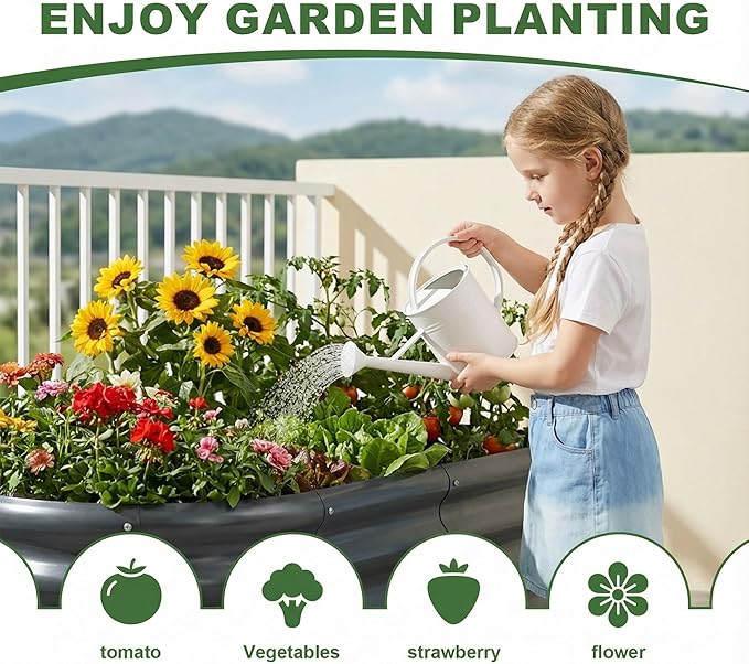 AHEONLAR 3 Pack 4×2×1.5ft Galvanized Raised Garden Beds Outdoor, Sturdy Planter Boxes for Vegetables, Fruits, Flowers and Plants, Easy Assembly, Grey