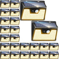 Peasur Solar Lights Outdoor Waterproof [24 Pack/140LED], Warm White Motion Sensor Lights Dusk to Dawn, 3 Modes Solar Fence Security Lighting for Wall Garden Yard Stair Outside