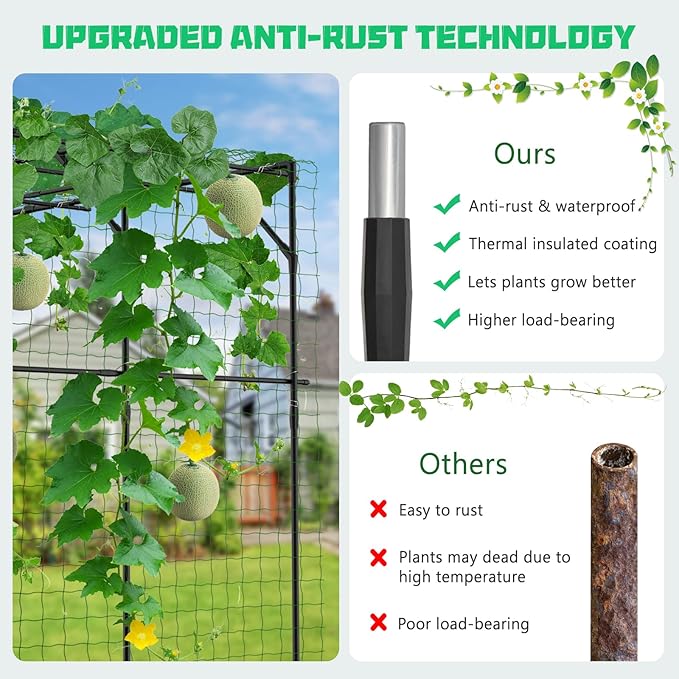 DoCred Tall Garden Arch Trellis for Climbing Plants, 79 Inch Tall Metal Plant Support Trellis Archway for Climbing Vine Vegetable/Fruit/Flower Outdoor Yard Lawn Garden Arch Tunnel Trellis