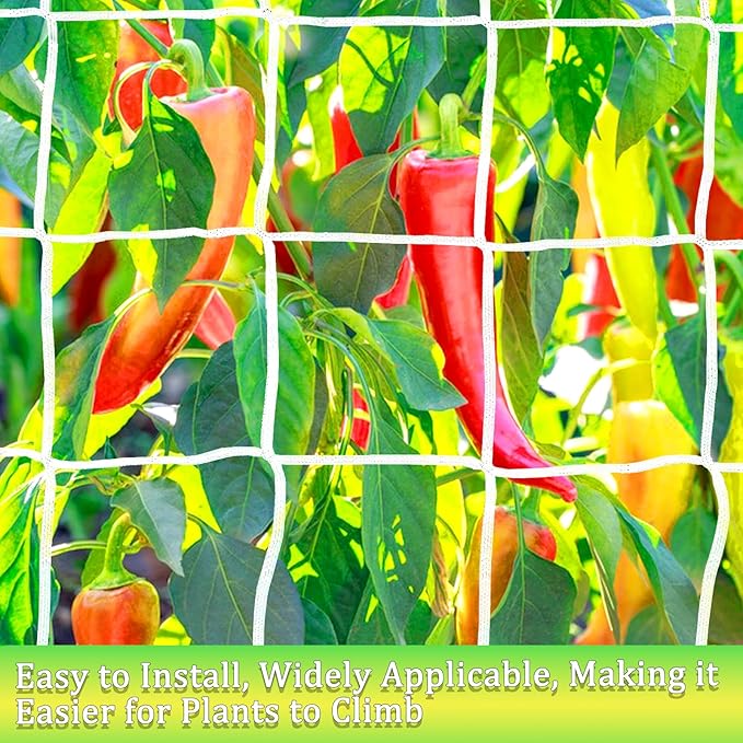 6x15FT Plant Trellis Netting,Heavy-Duty Garden Grow Net Polyester Square Mesh Nets for Climbing Plants,Tomatoes,Cucumbers,Beans,Fruits,Flowers