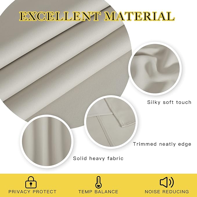 NICETOWN Blackout Natural Large Window Treatment for Bedroom - Grommet Thermal Curtains Room Darkening Sound & Light Reducing Sliding Door Curtains & Drapes for Living Room (1 Panels W66 x L72)