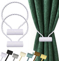 Hion Magnetic Curtain Tiebacks White 2pcs, Curtain Tiebacks Buckles Holdbacks Holders Hooks Clip for Home Bedroom Office Decorative Curtain
