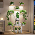Elbourn Plant Stand Indoor with Grow Lights - 60" Tall Metal Plant Shelf for Multiple Plants, 8 Tiered Corner Plant Stands for Indoor Plants, X - Shaped Decorative Rack for Home, Living Room & Patio Decor (White)