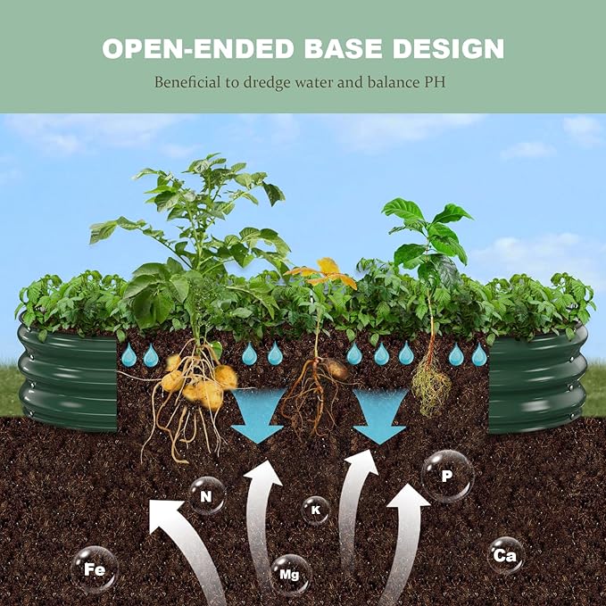 Raised Garden Bed, 6x3x1ft Galvanized Outdoor Planter Beds with Safety Edging and Gloves, Oval Metal Planter Box for Gardening Vegetables Flowers Herb-Deep Green