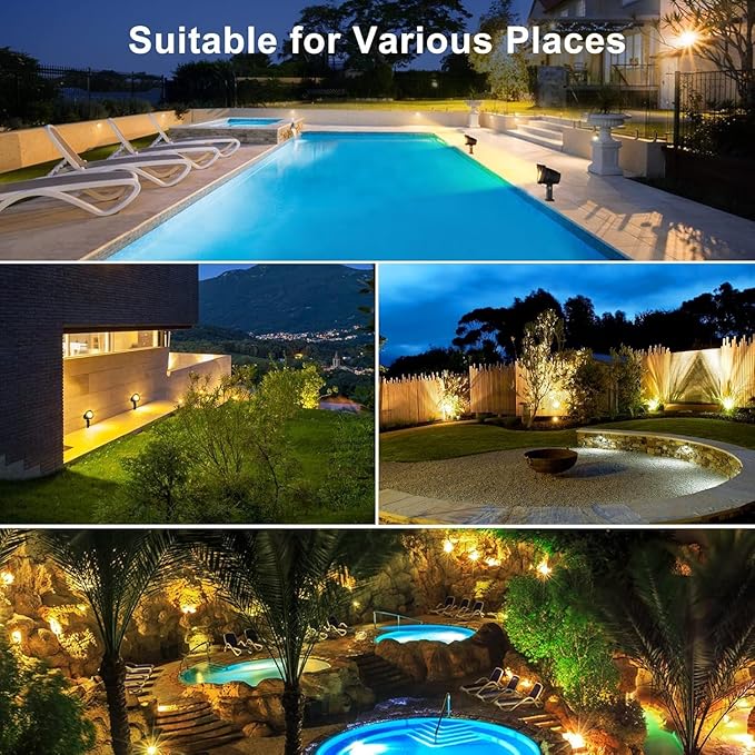 MEIKEE 12W Landscape Lighting, 120V 2700K Warm White LED Garden Lights, IP66 Waterproof Outdoor Landscape Spot Lights with US Plug for Wall Tree Fence Yard Path (2 Pack)