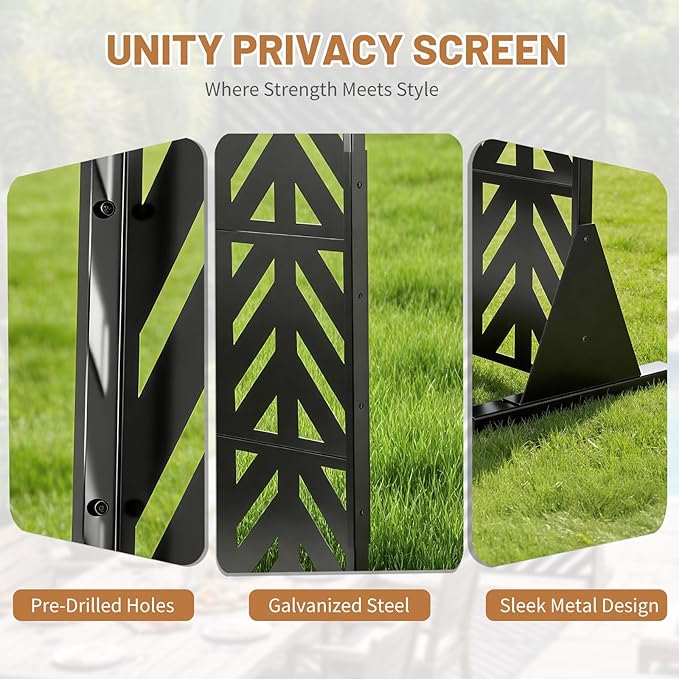 VINGLI Privacy Fence Panels, 72H’’ x 47W’’ Metal Privacy Screen Freestanding, Decorative Privacy Panels for Patio Garden Pool, Outdoor & Indoor (Arrowhead)