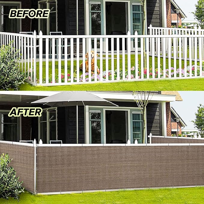 LOVE STORY Balcony Privacy Screen, 3'x11' Deck Shield Screen Fence Cover,UV Protection and Weather-Resistant,3 FT Height for Deck, Patio, Backyard, Outdoor Pool, Porch, Railing, Brown