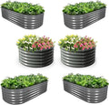A ANLEOLIFE 6-Pack 4X4X1.5ft & 6X2X1.5ft Deep Root Galvanized Raised Garden Beds Outdoor for Planting Vegetables Flowers Herb, Quartz Grey
