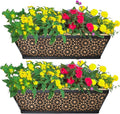2 Pack 30" Railing Planter Window Box Deck Balcony Rail Planters Black Metal Flower Basket Horse Trough Planter with Coco Fiber Liner for Porch Fence Patio Outdoor
