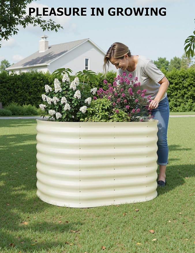 2 Pcs Raised Garden Beds Outdoor 4x2x2 ft - Galvanized Steel Planter Box for Vegetables, Flowers, Rust-Resistant Garden Box, Easy Assembly Raised Beds, Durable Planters for Outdoor Plants, Beige