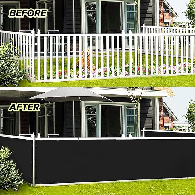 LOVE STORY Balcony Privacy Screen, 3'x7' Deck Shield Screen Fence Cover,UV Protection and Weather-Resistant,3 FT Height for Deck, Patio, Backyard, Outdoor Pool, Porch, Railing, Black