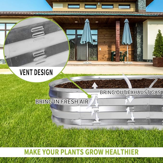 GADI 67-Inch Galvanized Raised Garden Bed, Metal Planter Box for Vegetables and Flowers, Large Outdoor Gardening Kit, Easy DIY Assembly, Weather-Resistant & Rust-Proof