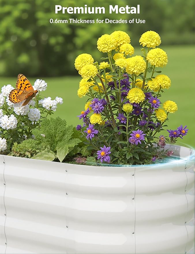 2 Pcs Raised Garden Beds Outdoor 4x2x2 ft - Galvanized Steel Planter Box for Vegetables, Flowers, Rust-Resistant Garden Box, Easy Assembly Raised Beds, Durable Planters for Outdoor Plants, Beige