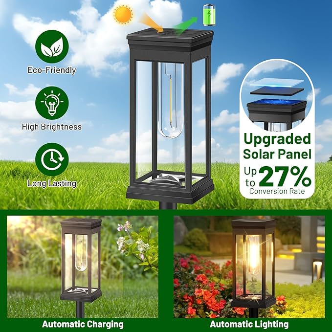 BesLowe Upgraded Solar Pathway Lights Outdoor, 12-Pack Large LED Solar Light Outdoor Waterproof, Super Bright Outside Lights for Yard, Sun-Powered Landscape Lighting for Garden Walkway, Warm White