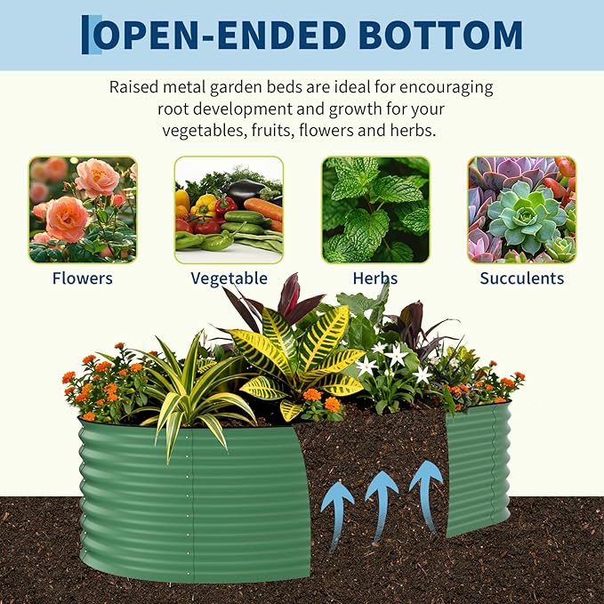 Garvee 2 Pack Galvanized Raised Garden Beds - 8x4x2ft Planter Box for Vegetables, Flowers, Rust-Resistant Garden Box, Easy Assembly Raised Beds, Durable Planters for Outdoor Plants, Green