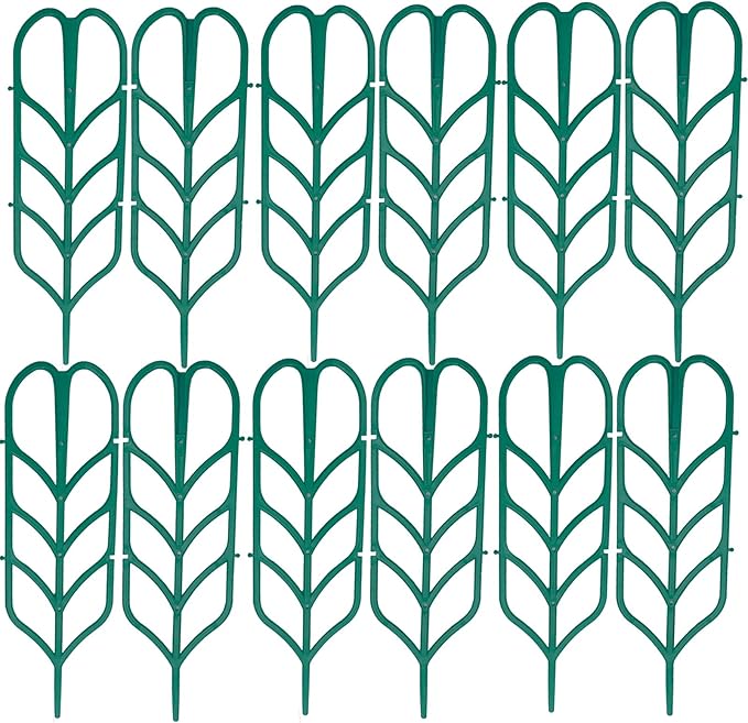 Garden Trellis for Climbing Plants 12 PCS Plastic Indoor Trellis for Potted Plants Green Stackable Mini Climbing Plant Stupport DIY Flower Pot Support for Pea Vegetable Clematis (12 Packs)