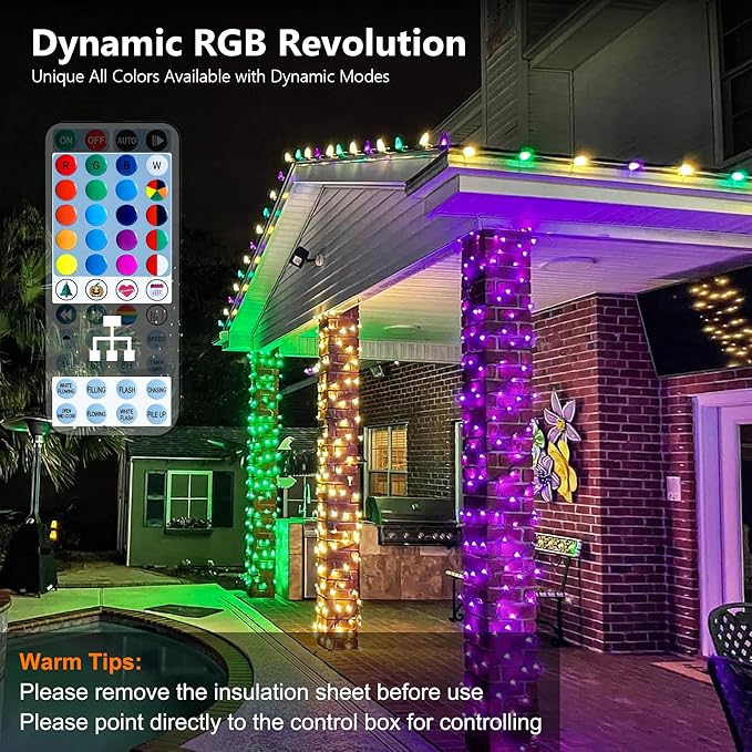 Brizled Color Changing RGB Christmas Lights, 66ft 200 LED Easter String Lights Music Sync, 120+ Modes Remote Dimmable Outdoor Mini Tree Light Indoor Plugin for St Patrick's Day Xmas Halloween