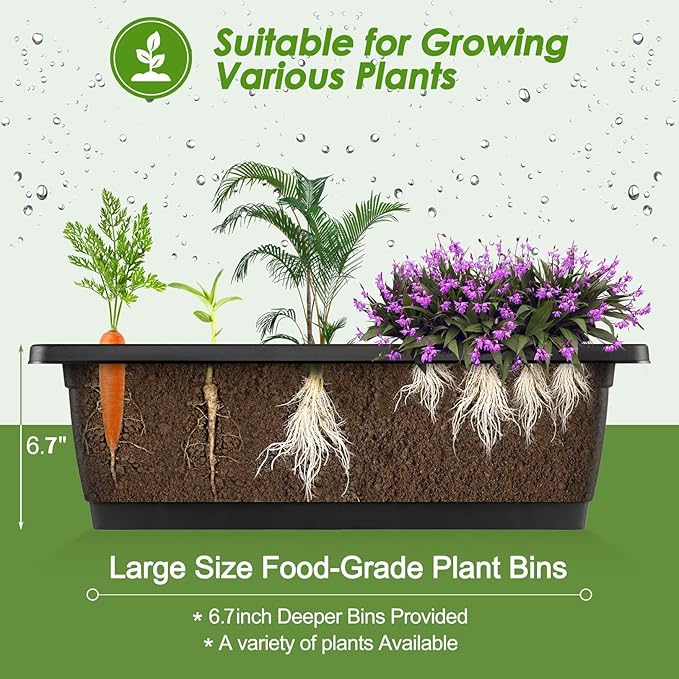SEJOV 5-Tier Raised Garden Bed, 4FT Vertical Garden Planter with Storage Rack and Lockable Caster Wheels, Indoor Outdoor Raised Planter Box with Drainage System for Vegetables, Flowers, Herbs, Black
