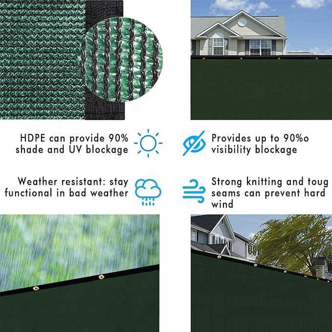 UPGRADE Privacy Fence Screen 3'x55' Dark Green Outdoor 90% Visibility Blockage 170 GSM Mesh Shade Cover Panels for Backyard,Balcony,Home Decoration with Zip Ties,Customized Avaliable