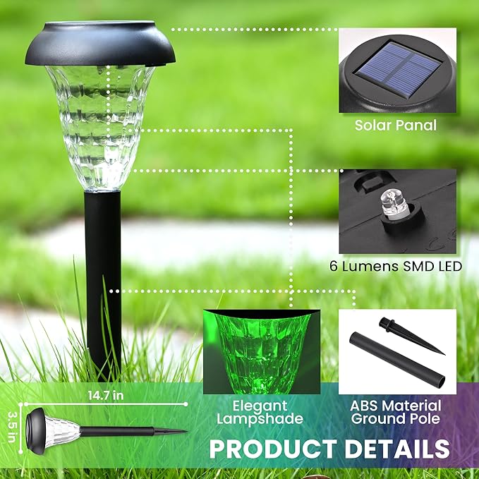 Solar Pathway Lights Outdoor Waterproof 16 Pack Color Changing Garden Light for Yard Patio Driveway Walkway Lawn Landscape Lighting for Outdoor Decor