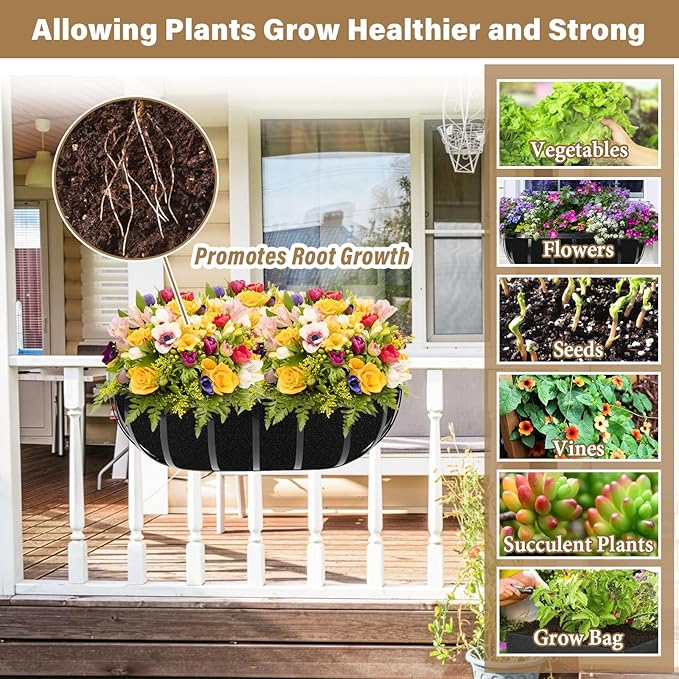 Riare 4 Pack 30 Inch Black Felt Window Box Liners- Fabric Trough Planter Basket Liners Replacement, Non-Woven Hanging Plant Liner for Wall Hanging Basket, Garden Fence Railing (Avoid Bird Nesting)