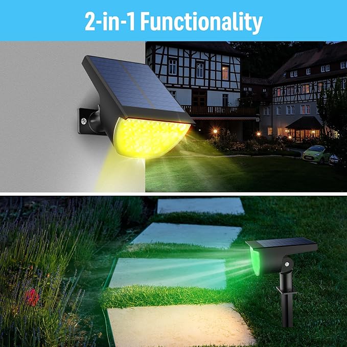 Solar Multicolor Lights Waterproof IP65, 8 Lighting Modes Solar Spot Lights Outdoor Yard Garden Landscape Pathway Decorations (Multicolor, 4 Pack)