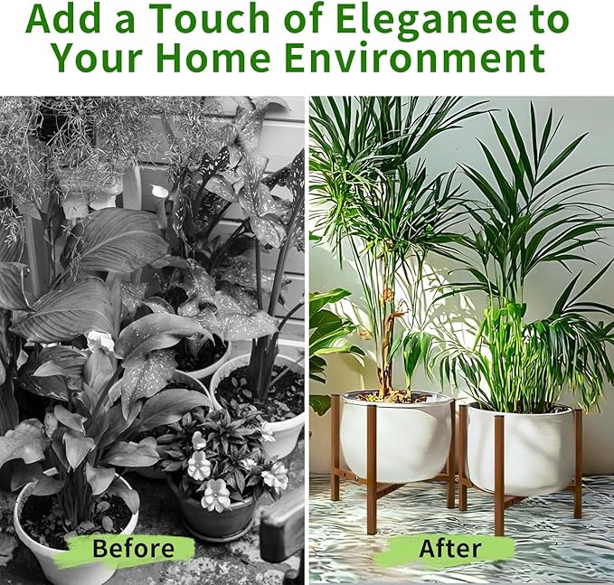 Airpark Plant Stand Indoor Adjustable, Metal Modern Plant Stand, Heavy Duty Stable Plant Pot Flower Holder Indoor Outdoor Corner, Fit 8 9 10 11 12 inch Pots, Dark Brown (Pot & Plant Not Included)
