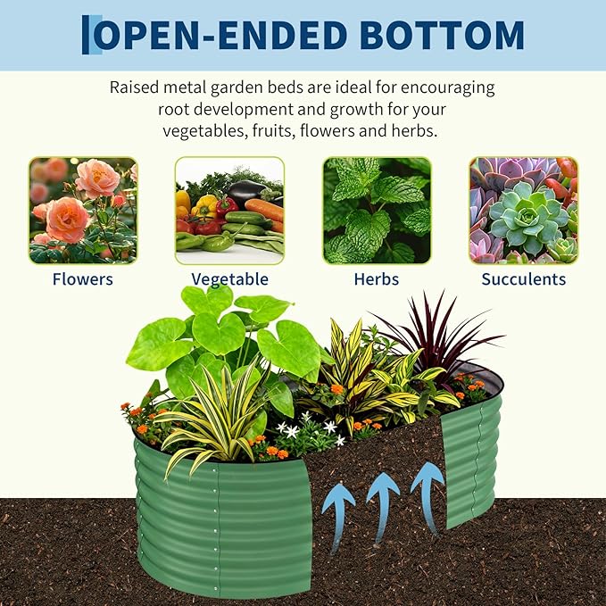 Garvee 2 Pack Galvanized Raised Garden Beds - 6x3x2ft Planter Box for Vegetables, Flowers, Rust-Resistant Garden Box, Easy Assembly Raised Beds, Durable Planters for Outdoor Plants, Green