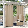Easy-Going Linen Look Outdoor Curtains Waterproof Windproof Porch Curtains, Soft Thicken Outdoor Privacy Curtains for Patio, Gazebo, Grommet Top and Tab Bottom Drape, 1 Panel, 54x84 inch, Beige