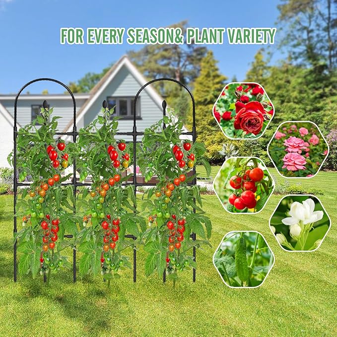 Trellis for Climbing Plants Outdoor,47.2" H Garden Trellis,Rustproof Garden Arch Trellis Cucumber Tomato Support Structure for Raised Bed