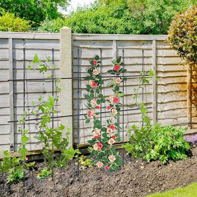 2 Pack Garden Trellis, 2 in 1 Plant Cages & Supports for Vines Crop, Potted/Climbing Plants Indoor Outdoor, Plant Stake for Flower, Vegetable, Tomato, Pot Trellis