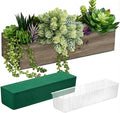 Dandat 1 Set Wood Boxes for Centerpieces 12x4 Inch Rectangle Wooden Planter Box Rustic Wooden Planters with Removable Plastic Liner Floral Foam Blocks for Christmas Wedding Home Garden Decor(Brown)