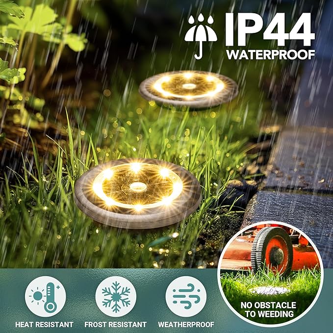 SOLPEX Mini Solar Ground Lights, 20 Pack Solar Lights Outdoor Waterproof, Pathway Lights Solar Powered, Solar Garden Light, Landscape Lighting for Yard Driveway Walkway (Warm White)
