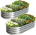 Galvanized Raised Garden Bed Kit, Planter Garden Boxes Outdoor, Oval Large Metal for Vegetables Fruits, Flowers Planter Boxes, Easy Assembly Garden Bed Kit 4x2x1 FT (2-Pack)