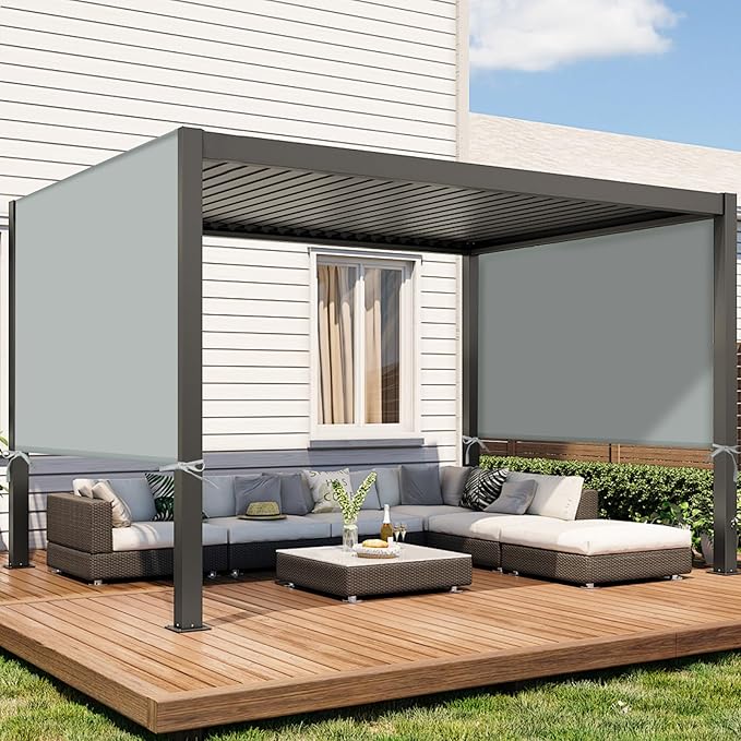 17x6.8 Ft Universal Pergola Replacement Canopy, Outdoor Canopy Shade Cover(Cover Only) (Gray)