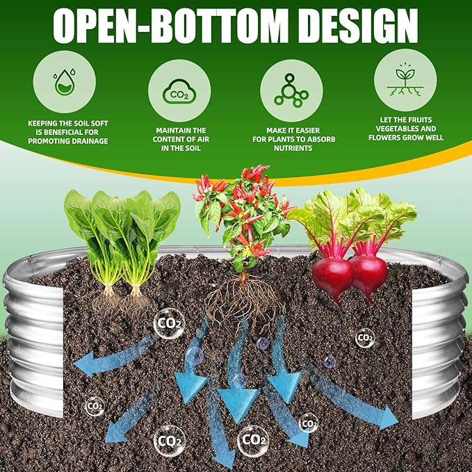 17" Tall Elevated Oval Metal Raised Garden Bed - 5ft x 2ft in Size and 0.8MM Thick Durable Planter Bed/Box for Vegetables Flowers Succulent at Patio/Garden Outdoor (Silver, 5X2X1.4 FT)