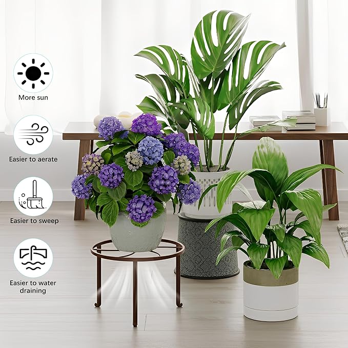 5 PackHeavy Duty Rack for Planter,Anti-Rust Flower Pot Stand Holder for Multiple Plants,Potted Plant Shelf for Living Room, Balcony, Garden, Patio
