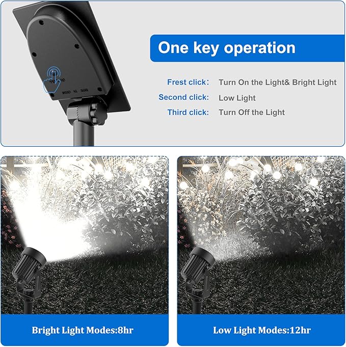 Solar Spot Lights Outdoor, Landscape Spotlights IP65 Waterproof 9.8ft Cable, Dusk to Dawn Solar Uplights for Trees Garden Yard Driveway Porch Walkway Pool (6-in-1, 6000K Cool White)