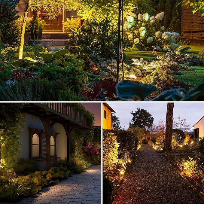 SUNTHIN Outdoor Landscape Lighting with Dusk to Dawn Sensor Controller, 8 Pack