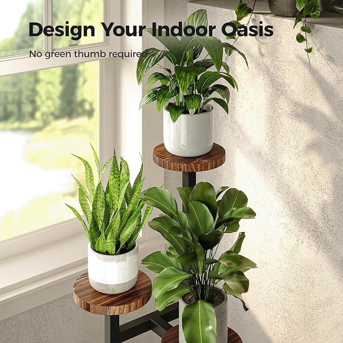 Bamworld Corner Plant Stand Indoor Metal Wood Plant Shelf Outdoor Tall Plant Stands Plant Tables Indoor Plant Rack 4 Tier Plant Stand Garden Accessories for Living Room Balcony Patio