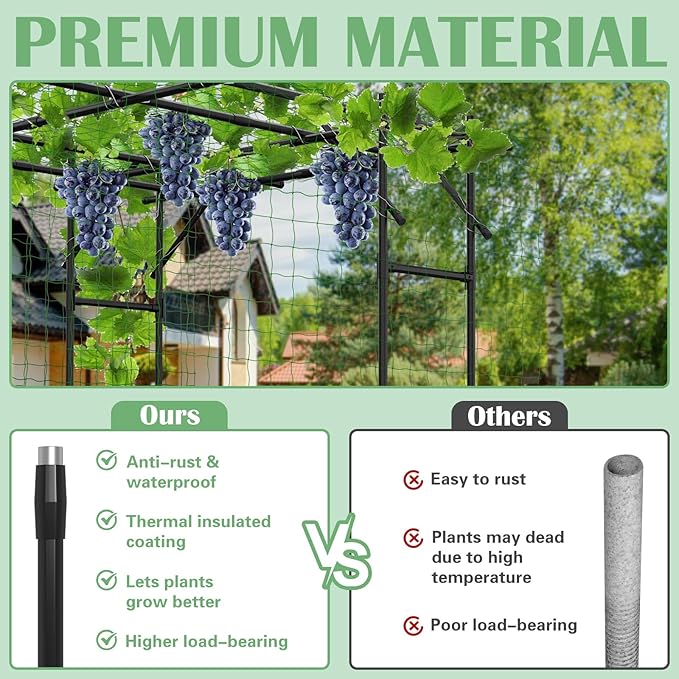 Garden Arch Trellis, 87in H x 118in L Large Garden Arch Arbor Trellis for Climbing Plants Outdoor Plant Support for Cucumber Grape Vine,Tall Metal Gardens Archway for Lawn Party Ceremony