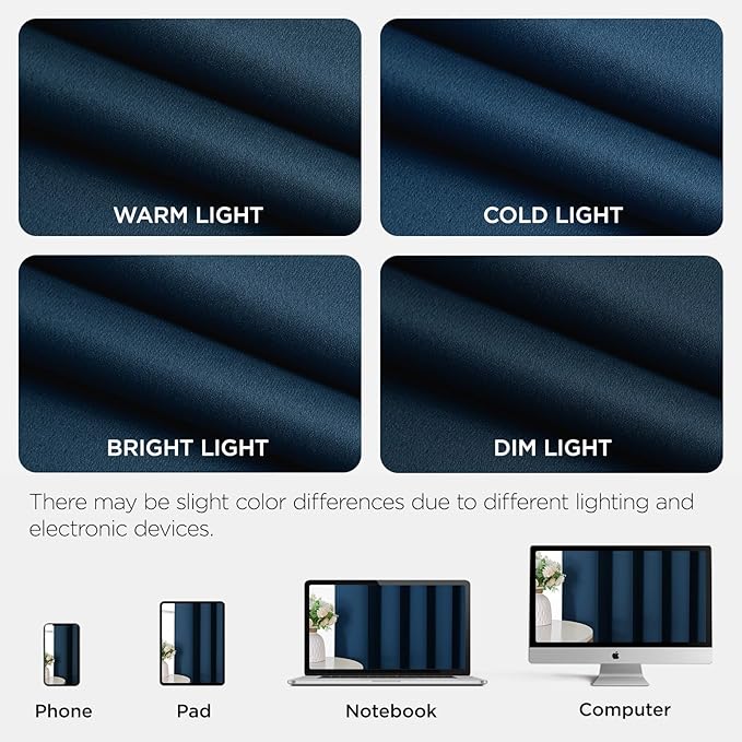 Joydeco Blackout Patio Sliding Door Curtains 96 Inches Long, Grommet Privacy Room Divider Curtains, Extra Wide Thermal Blackout Drapes for Bedroom Living Room (Navy Blue, 70Wx96L, 1 Panel)