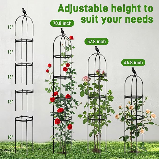 2 Pack Trellis for Climbing Planting Outdoor, 6ft Plant Trellis-Rustproof Metal Pipe with Heavy Duty Plastic Coated, Potted Plant Support for Clematis Vine Jasmine Support