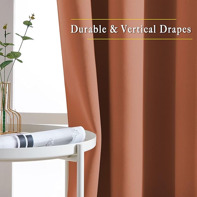 NICETOWN Blackout Burnt Orange Curtain & Drape - Room Darkening Light Blocking Window Treatment for Living Room, W52 x L84, 1 Panel